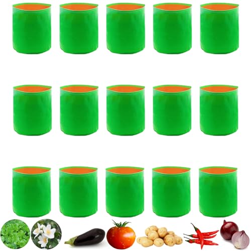 Image of by Bright Enterprises HDPE Grow Bags 9x9 Inch (Set of 15) - Heavy Duty Grow Bags for Terrace & Home Gardening | Plant Bags for Vegetables, Fruits and Plants | Grow Bag Combo Pack
