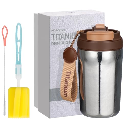 Olerd 14oz Titanium Insulated Travel mug, Coffee cup, Keeps Drinks Hot and Cold, Commuting, Daily or Travel Use (Silvery)