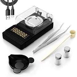 MAXUS Digital Milligram Scale 50g/0.001g, Compact Mg Scale with 20g Calibration Weight and Accessories, Black Powder Scale for Reloading