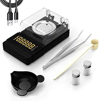 MAXUS Digital Milligram Scale 50g/0.001g with Calibration Weight, Black