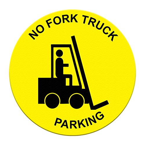 No Fork Truck Parking Floor Decals Yellow Black Anti-Slip Round Shape Business Industrial Signs Stickers 17Inches Longer Side