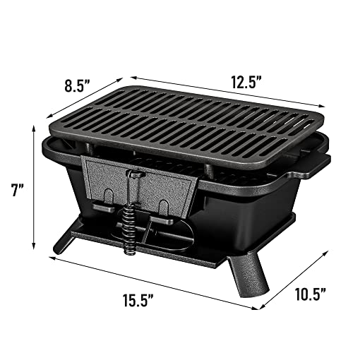 Cast Iron Hibachi Grill, Outdoor Cooking Small Tabletop Charcoal Bbq Grill, Portable Mini Japanese Yakitori Barbecue Grill For Backyard, Patio, Camping #TOP4