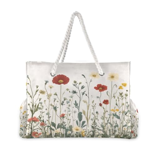 Wildflowers（1） Beach Bag & Travel Tote Bag Large Sandproof with Zipper Closure, Wet Pouch for Swim Gym Travel2