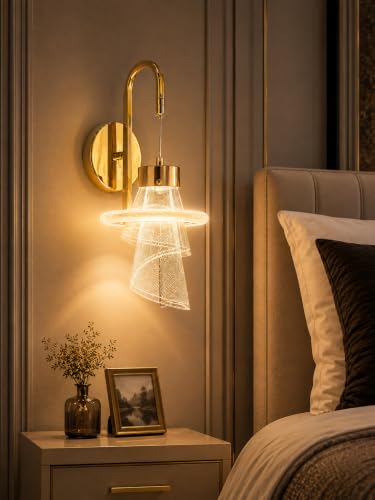 Image of FILLISKA Luxurious LED Wall Lamp for Home with Adjustable Colour Changing Function(1 Year Warranty) (French Gold-A043)