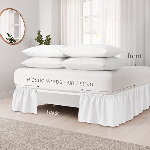 Ruffled White Queen Bed Skirt – Hotel-Quality Ruffles For Queen Beds With 15 In. Drop – Elastic Wrap Around Dust Ruffle Queen Bedskirt For Easy Fitting With Brushed Fabric By Cgk Unlimited #TOP2
