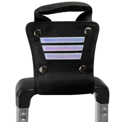 Image of Luggage Handle Extender, 6 Inch, Black, Nylon, Ideal for Tall Travelers, Secure Clasps, Reflective Strips