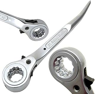 Flat Scaffold Spanner/Ratchet Podger Spanner/Steel Erect Spanner Short Tail 19mm x 21mm Silver Finish