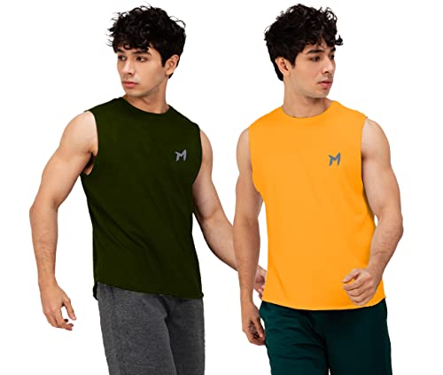 Image of Solid Sleeveless Cotton Regular Fit Mens Stylish Top Tanks Vest T-Shirt (Combo Pack of 2)