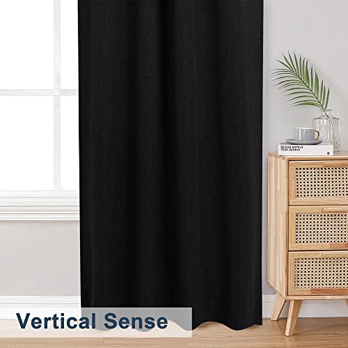 Lecloud Huntley Living Room Window Curtains, 2 Panels Light Filtering Textured Bedroom Curtains, Black Curtains 84 Inches Long, Soft Airy Solid Rod Pocket Curtains & Drapes For Small Window, 39"Wx84"L #TOP6