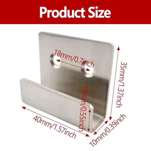 Image of 10PCS Stainless Steel Flat J Hooks Hanger, Silver Tile Display Wall Hanger, Heavy Duty Tile Hanger Brackets for Hook Ceramic Wall Display, Mirrors, Picture, Frame(Small Size)