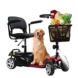 Electric Mobility Scooter, 4 Wheel Mobility Scooter for Adults ＆ Seniors, 12 Miles Long Travel Range, Folding Scooters with Charger, LED Headlights and Basket, Bearing 265lbs