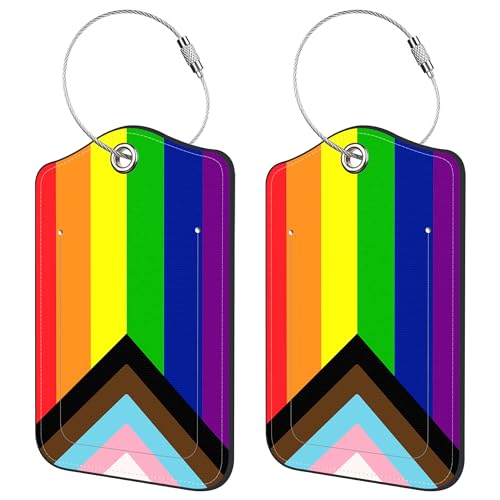 2 Pack Rainbow Flag Luggage Tags with Privacy Cover