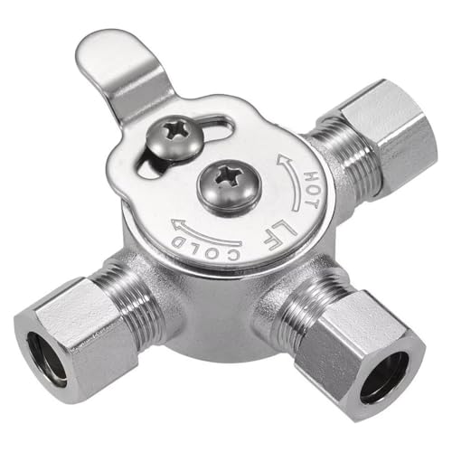 Mélangeur manuel 3/8" en laiton durable avec 2 connecteurs pour installation d'eau chaude - 3