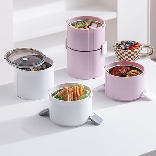 Image of House of Quirk 3-Layer 304 Stainless Steel Lunch Box | Large Capacity Leak-Proof Food Storage Container for Office, School & Travel (White)