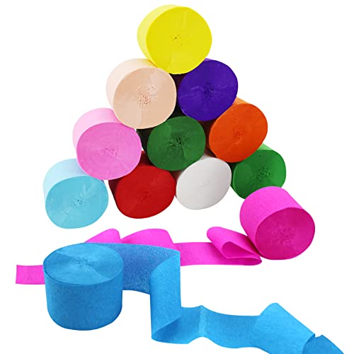 Crepe Paper,12 Rolls Crepe Paper Streamers, Crepe Paper For Flower Making In 12 Colors,984Ft Party Streamers Decorations For Weddings, Birthday, Christmas,Etc #TOP22