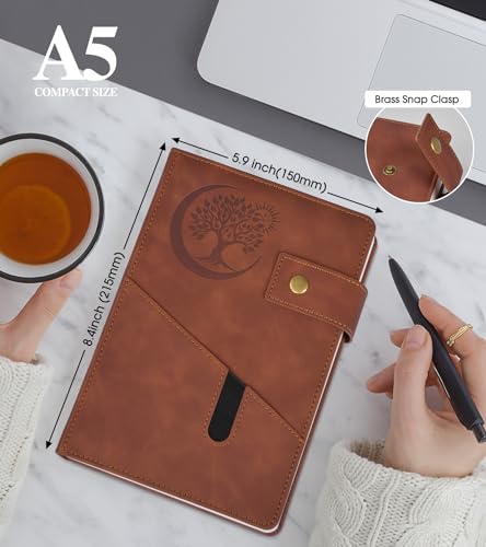 PAIBAS Blank Journal Notebook, A5 Hardcover Leather Sketchbook with 200 Pages Thick Blank Paper for Men Women, Unlined Drawing & Writing Journal, 5.9\" x 8.4\" Plain Notebook (dark brown)