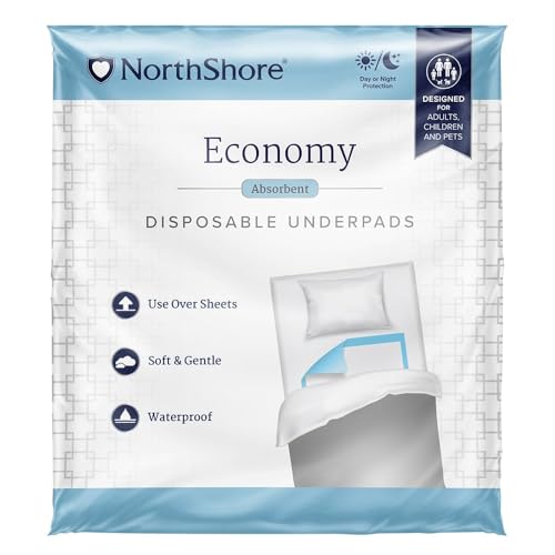 NorthShore Economy, 17 x 24, 6 oz, Blue Disposable Underpads (Chux), Small, Pack/70