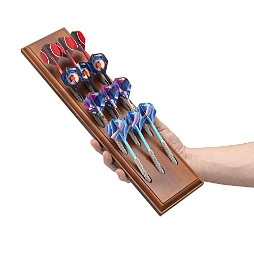 Veradura Solid Wood Wall Dart Holder - Holds And Displays 12 Soft Or Steel Tip Darts - Precision Drilled Holes - Complete With 2 Pieces Of Chalk For Scoring And An Accessory Bag #TOP2