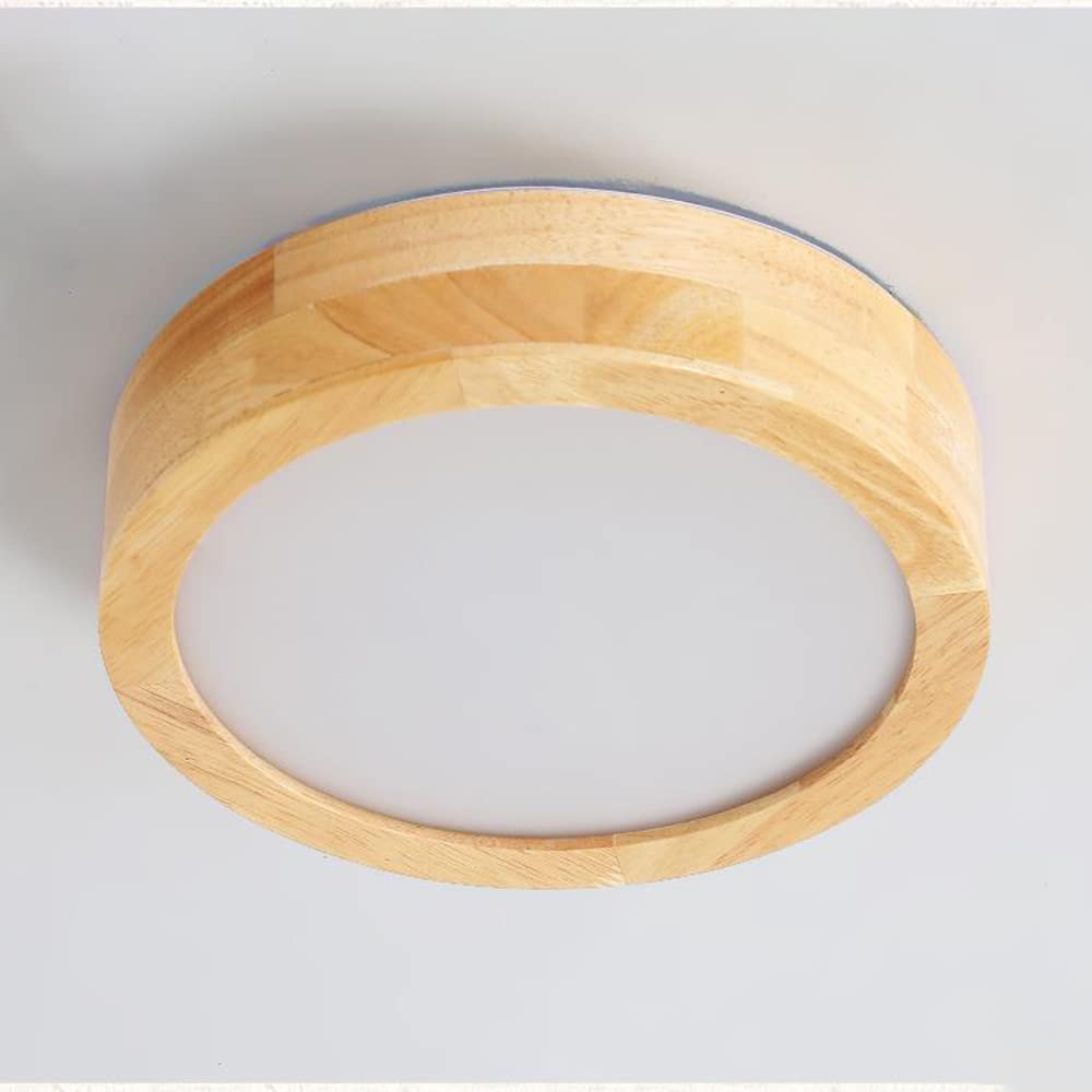 LED Deckenlampe mit Bewegungsmelder 12W - Holz Deckenleuchte mit Bewegungssensor Sensor und Dämmerungssensor - Wood Deckenbeleuchtung für Flur, Treppe, Veranda, Garage, Korridor, Balkon, Keller