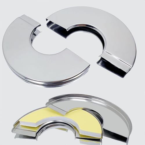 3 Pcs Wall Split Flange, Self-Adhesive Round Escutcheon Plates, Stainless Steel Pipe Hole Cover Plate, Plumbing Wall Cover, for 28 mm/ 1.1 Inch Diameter Water Pipe, Faucet Decoration Accessories - Thumbnail 2