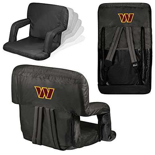 Image of PICNIC TIME NFL Washington Commanders Ventura Reclining Stadium Seat with Back Support, Bleacher Seat, Beach Floor Chair, (Black)