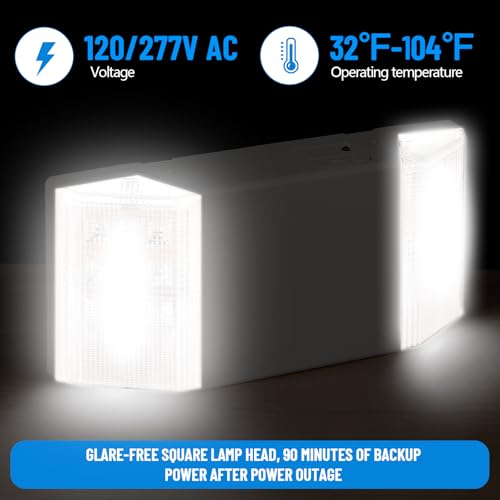 Image of Baquler 8 Pack LED Emergency Lights for Business with Battery Backup, Commercial LED Emergency Square Lighting Wall Mount, Ac 120 /277V, Hard Wired, Fire Resistant, Ul Certified
