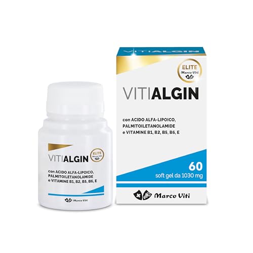 Marco Viti Vitialgin, 60 Perle da 1030 mg, Integratore con Acido Alfa-Lipoico, PEA e Vitamine B1 B2 B6, Supporto Sistema Nervoso e Modulazione Infiammazione, Senza Glutine