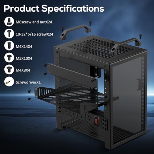 Image of 10Inch Mini Server Rack,6U Network Rack with Rack PDU Power | Depth of 7.87 inches. Suitable for IT Equipment, Networks, Servers, Audio and Video Equipment.