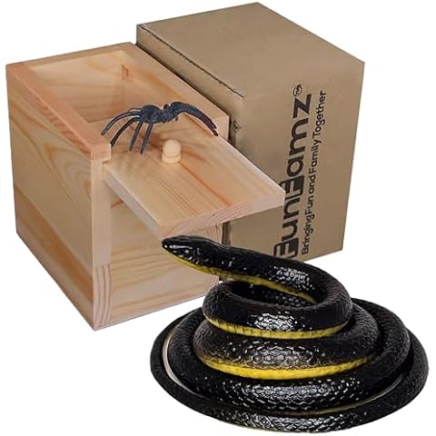 FunFamz The Original Spider Prank Box & The Original Fake Snake Prank Bundle-Funny Wooden Box Toy Prank, Hilarious Christmas Money Gift Box, Surprise Toys, and Gag Gift Practical Joke Bromas Kit Cover