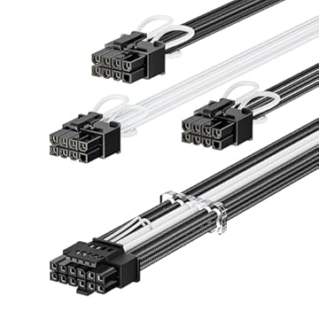 Fasgear Cabo de alimentação PCIe 5.0 GPU 70 cm 16 pinos (12+4) conector 12VHPWR para RTX 3090Ti 4080 4090 4070Ti 5090 3x8pin (4+4) plugue macho de CPU apenas para fonte de alimentação modular