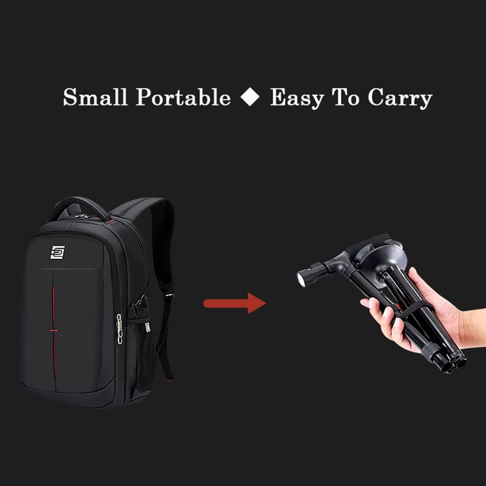 NGD Bastón Cuadrípode de Aluminio-Regulables en Altura,Muletas para Caminar Plegable Antideslizante con Luz LED,Muletas Ortopédicas para Hombres Mujeres y Adolescentes (Color : Black)
