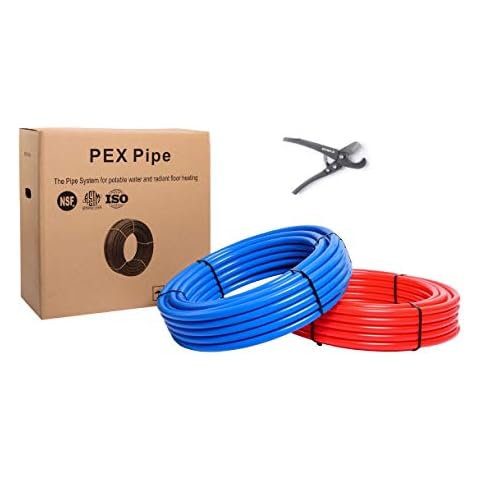 EFIELD 1/2 inch 2 x100 ft Pex-b Pipe/Tubing (NSF Certified) Blue & Red 200 ft Length for Potable Water, for Hot/Cold Water, Plumbing Applications with Free Cutter… Cover