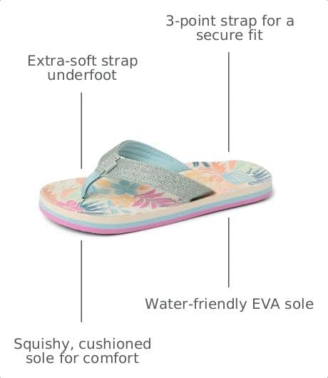 Image of REEF Girls Kids Ahi Beach Flip Flop, Soft Cushion Footbed, Water Friendly
