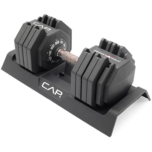 CAP ADJUSTABELL Adjustable Dumbbell Set, Premium Quick Select Adjustable Weights for Strength Training, Singles & Pairs, 25 LB & 55 LB, Hex Dumbbells, Multiple Handle Options