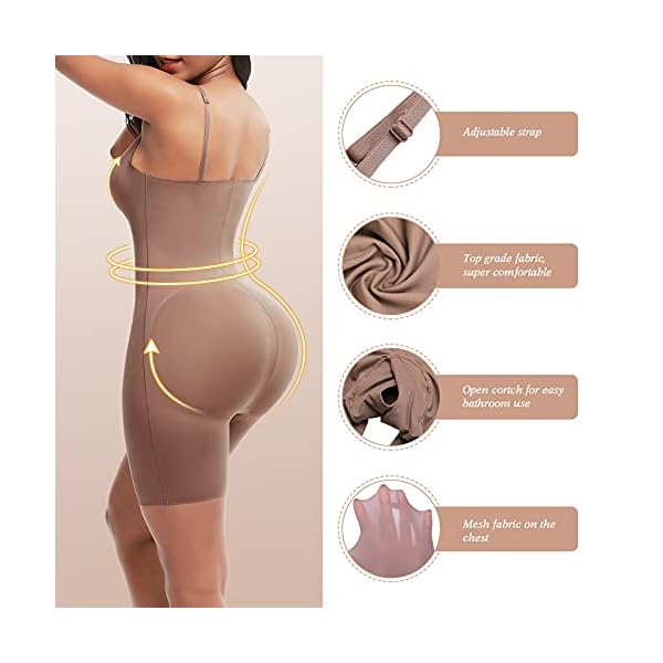FeelinGirl-Womens-Seamless-Shapewear-Tummy-Control-Body-Shaper-Comfortable-for-Woemn-Under-Dress FeelinGirl Faja Shapewear Firm Control Butt Lifter Body Shaper Waist Shaper Bodysuit for Women Beige L