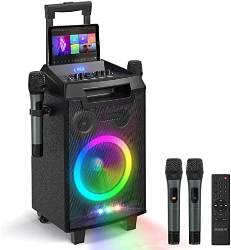 Karaoke Machine with 2 Microphones, Bluetooth Speaker PA System for Adults & Kids with 2 Wireless Microphones, 8'' Subwoofer, Wireless Singing Machine for Christmas Party, Wedding, Gathering(VS-0866)