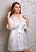 Womens Bridal White Satin Robe with 'Bride' Print on Back for weddings (Medium)
