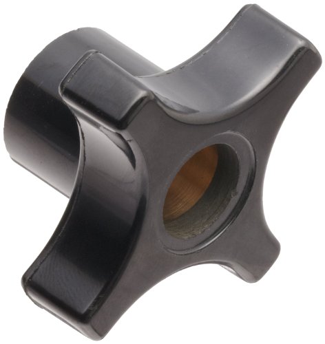 Morton Phenolic Four Arm Knob, Fluted Rim, Threaded Hole, 1/2"-13 Thread Size x