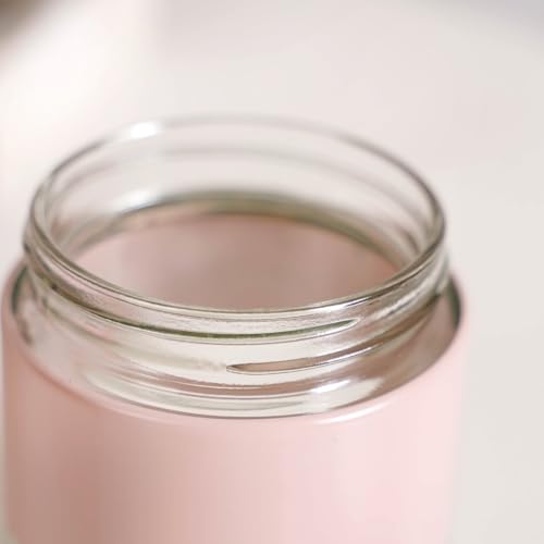 Image of Nestasia Metal Jacketed Glass Jars Set of 4 (1000 ml) | Airtight See - Through Glass Containers with Lids for Kitchen Storage - Ideal for Storing Snacks, Dry Fruits, Pickles or Pulses (Pastel Pink)
