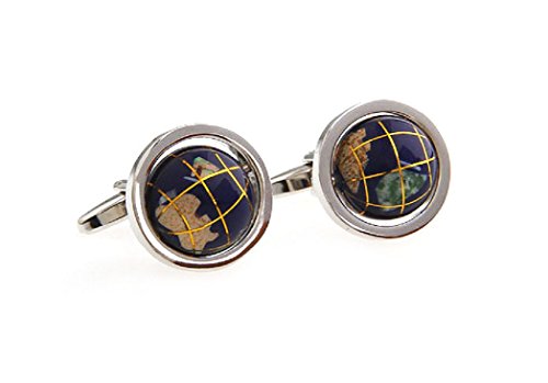Mrcuff Globe Map Earth Really Spins Pair Cufflinks In A Presentation Gift Box & Polishing Cloth #TOP1