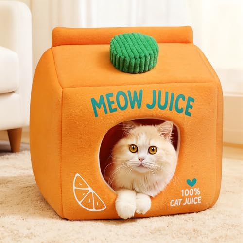 TOYSBOOM Juice Box Cat Cave Bed - Covered Cat Beds