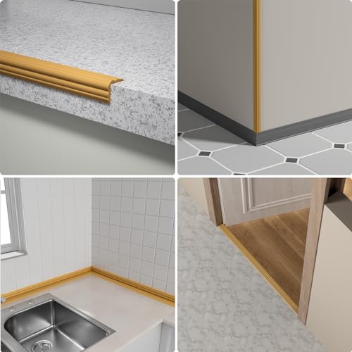 Elvone Wall Corner Protector & Edge Guard,Peel and Stick Wall Trim Moulding Inside & Outside Corner Molding Trim Caulk Strip, Self Adhesive Trim for Wall Edge,Ceiling,Countertop, 2.36” W x20’ L,Gold