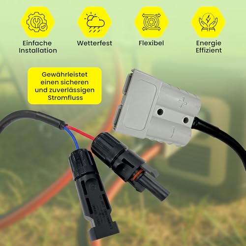 Offgridtec 20 cm Adapterkabel, Mini-Anderson-auf-Solaranschluss, kompatibel mit FSP faltbaren Solarmodulen & Solarkoffern, 50A Anderson-Stecker auf MC4-Anschluss, Polaritätssicher, Plug & Play