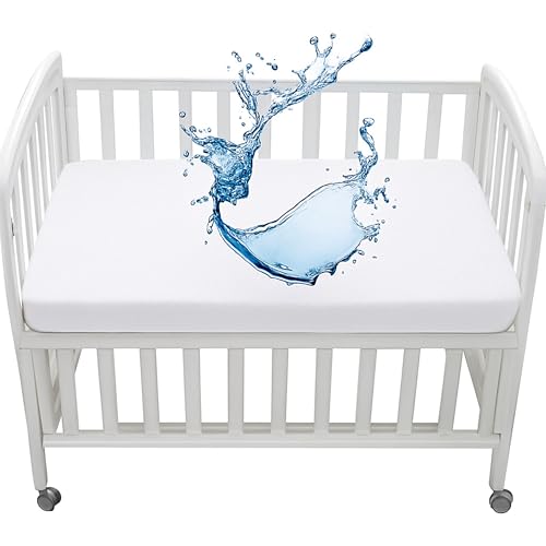 Dudu N Girlie Space Saver Cot Waterproof Mattress Protector - Toddler Bed Mattress Protector- Cotton Fitted Sheet for Mini Cot Mattress Topper - White, 100x50x10 cm.