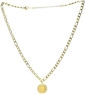Stainless Steel Necklace With Coin Design For Girl - Gold