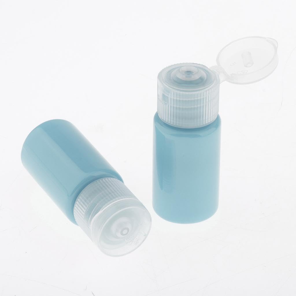 2x10 Envases de PET para Desmaquillante Líquido, Botellas de Champú de Viaje de 10 Ml, Azul Claro, 6 piezas