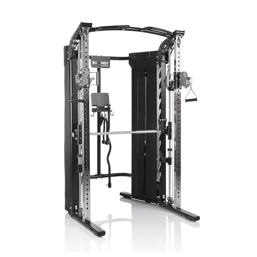 HAMMER Kraftstation Autark FT3, Multipresse für zu Hause, Fitness-Tower mit Doppel-Seilzugsystem, 2 x 80 kg Gewichtsblöcke, Home Gym Sport Gerät, Zubehör-Set, für effektives Ganzkörpertraining