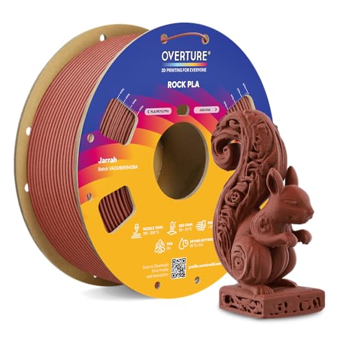 Image of OVERTURE Rock PLA Filament 1.75mm, Marble PLA 3D Printer Filament 1kg Spool (2.2lbs), Dimensional Accuracy + /- 0.02 mm, Fit Most FDM Printer (Jarrah)