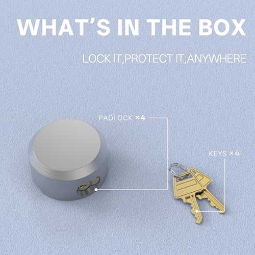 Image of 4 Pack 2.9 Inch(73mm) Hidden Shackle Padlocks Keyed Heavy Duty Reinforced Surface Puck Lock,Chrome Trailer Puck Padlocks for Enclosed Trailers,Shipping Containers,Storage Units