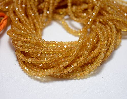 Citrine 3mm perles rondelles facettées en fil de 34cm pour la création de bijoux précieux